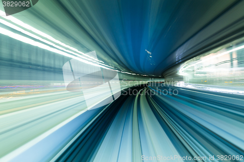 Image of Speedy train moving in tunnel