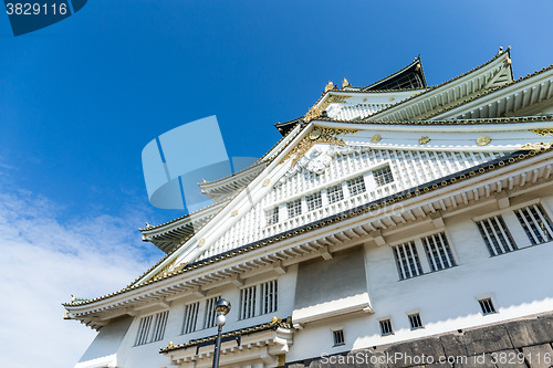 Image of Traditional Osaka castle from low angle