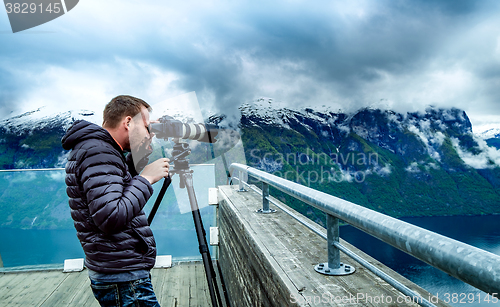 Image of Nature photographer Stegastein Lookout Beautiful Nature Norway.