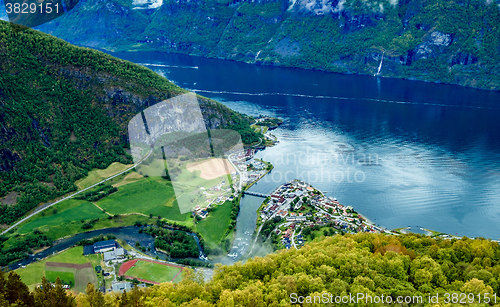 Image of Beautiful Nature Norway Stegastein Lookout.