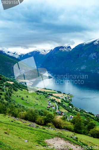 Image of Beautiful Nature Norway Stegastein Lookout.