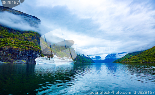 Image of Beautiful Nature Norway Stegastein Lookout.