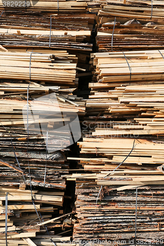 Image of Stack of wooden planks