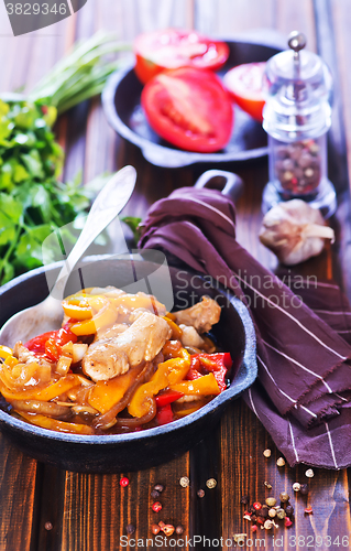 Image of fried vegetables with meat