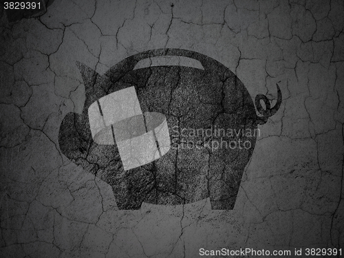 Image of Currency concept: Money Box on grunge wall background