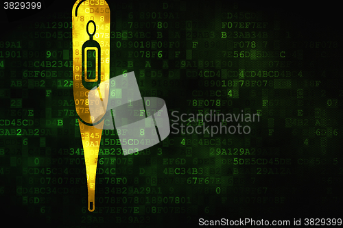 Image of Medicine concept: Thermometer on digital background