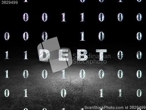 Image of Finance concept: Debt in grunge dark room