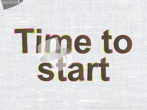 Image of Time concept: Time to Start on fabric texture background