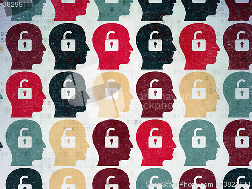Image of Business concept: Head With Padlock icons on Digital Paper background