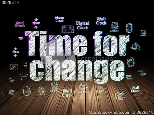 Image of Timeline concept: Time for Change in grunge dark room