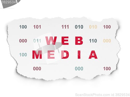 Image of Web design concept: Web Media on Torn Paper background