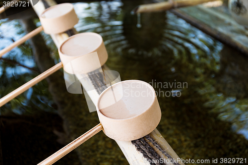 Image of Japanese Purification Fountain in Shinto Temple