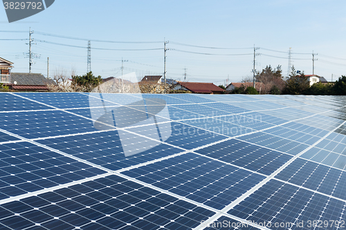 Image of Solar panel and power distribute line