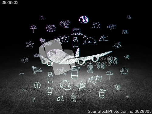 Image of Tourism concept: Airplane in grunge dark room