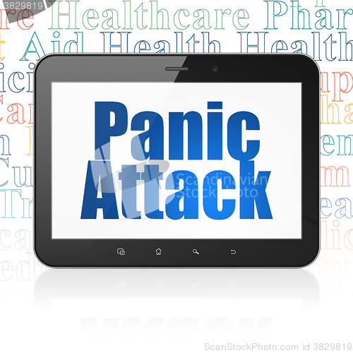 Image of Medicine concept: Tablet Computer with Panic Attack on display