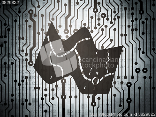 Image of Tourism concept: circuit board with Map