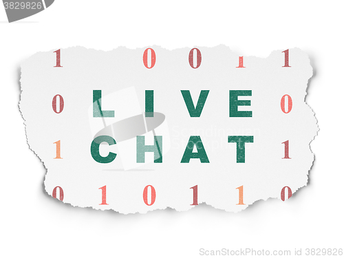 Image of Web design concept: Live Chat on Torn Paper background