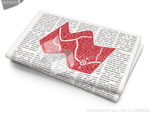 Image of Travel concept: Map on Newspaper background