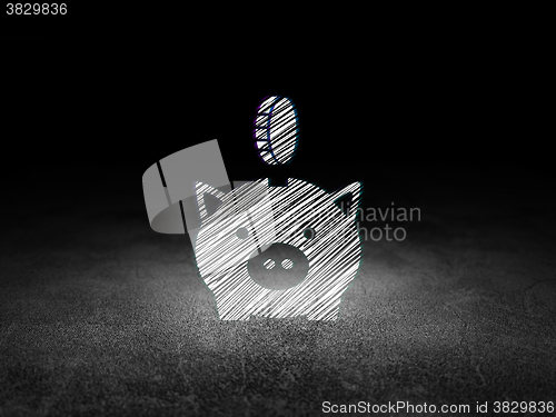 Image of Banking concept: Money Box With Coin in grunge dark room