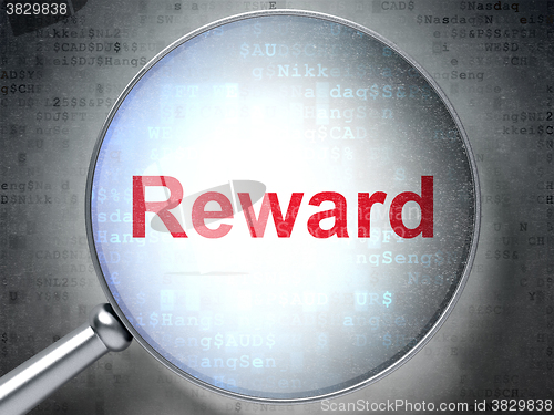 Image of Business concept: Reward with optical glass