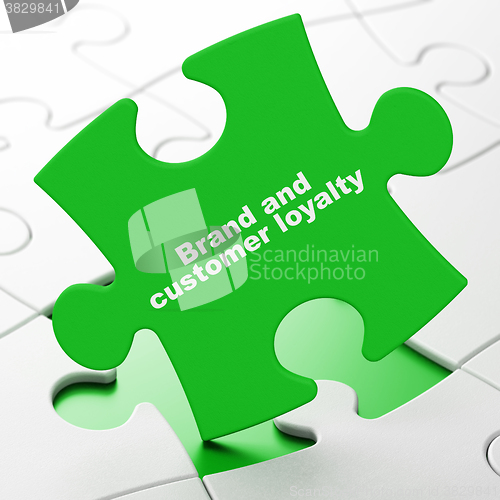 Image of Advertising concept: Brand and Customer loyalty on puzzle background