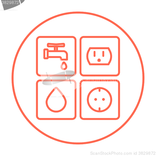 Image of Utilities signs electricity and water line icon.