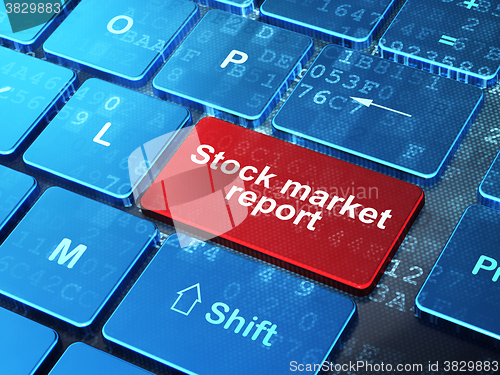 Image of Money concept: Stock Market Report on computer keyboard background