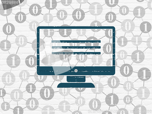 Image of Web design concept: Monitor on wall background