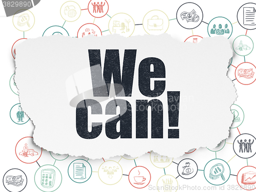 Image of Finance concept: We Can! on Torn Paper background