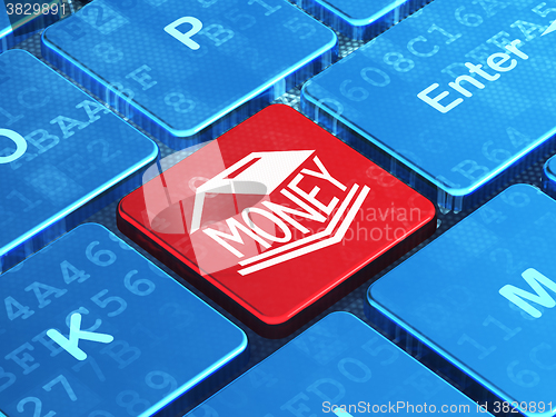 Image of Money concept: Money Box on computer keyboard background