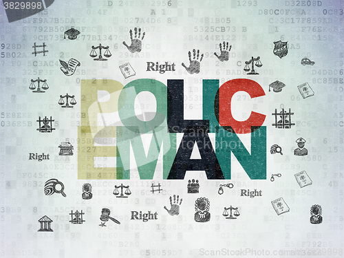 Image of Law concept: Policeman on Digital Paper background