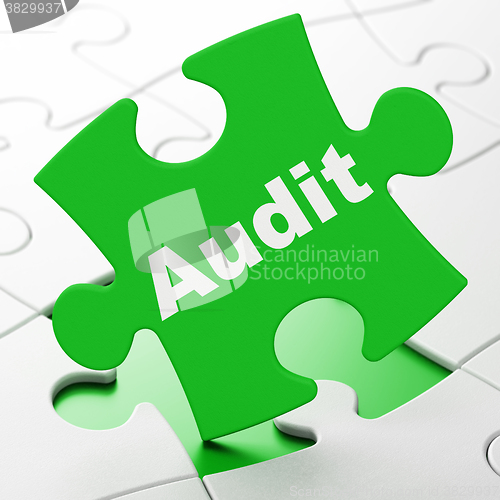Image of Business concept: Audit on puzzle background