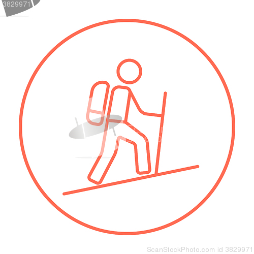 Image of Tourist backpacker line icon.