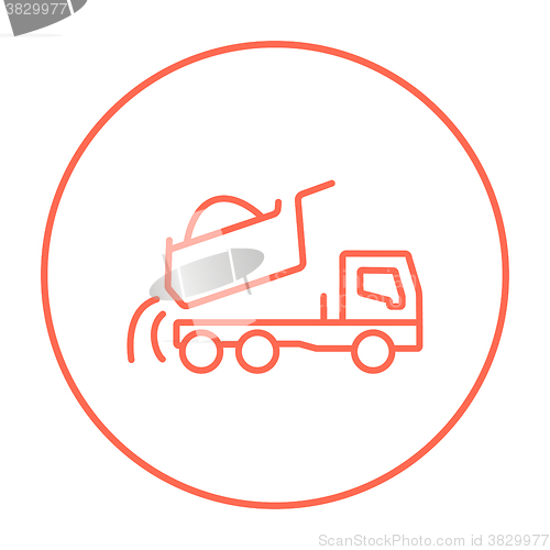 Image of Dump truck line icon.