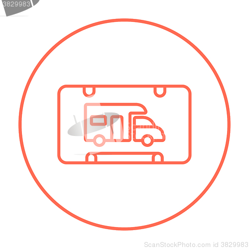 Image of RV camping sign line icon.