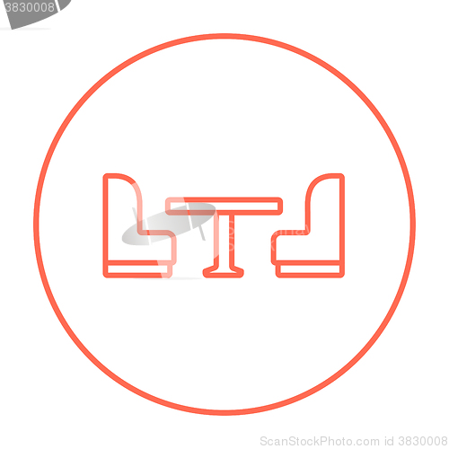 Image of Camping van interior with seating line icon.