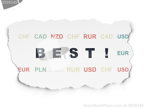 Image of Finance concept: Best! on Torn Paper background