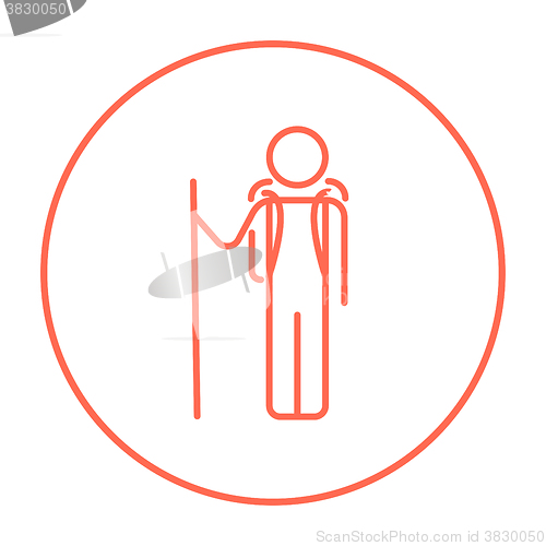 Image of Tourist backpacker line icon.