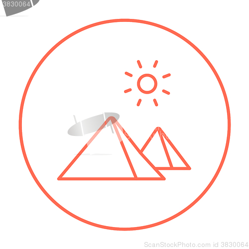 Image of Egyptian pyramids line icon.