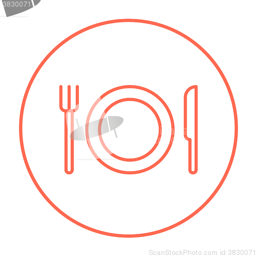 Image of Plate with cutlery line icon.