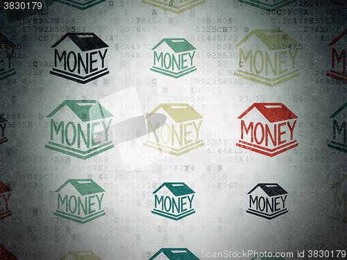 Image of Money concept: Money Box icons on Digital Paper background