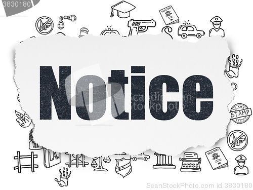 Image of Law concept: Notice on Torn Paper background