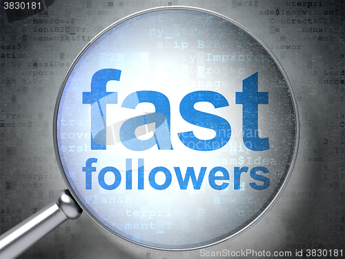 Image of Business concept: Fast Followers with optical glass