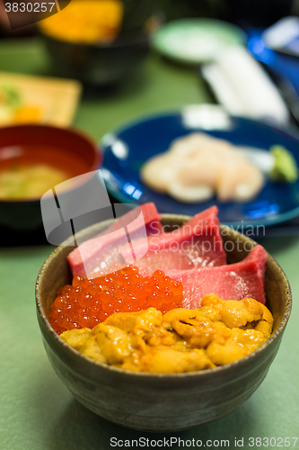 Image of Tuna, roe and urchin don