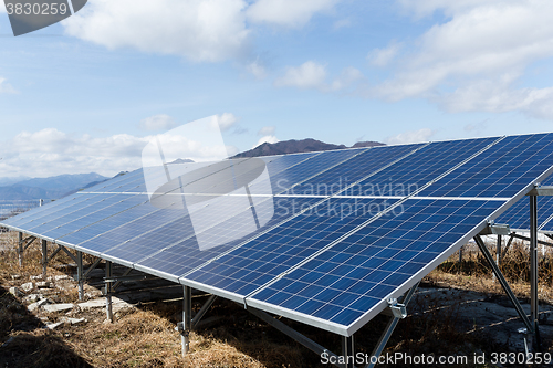 Image of Solar panel with sunshine