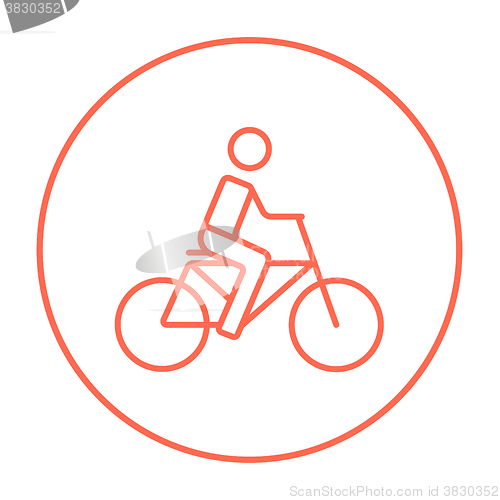 Image of Man riding bike line icon.