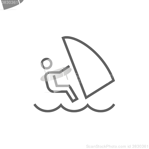 Image of Wind surfing line icon.