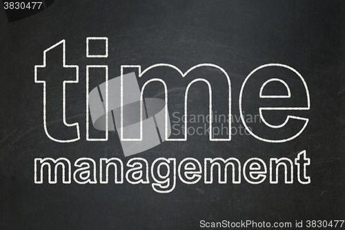 Image of Timeline concept: Time Management on chalkboard background