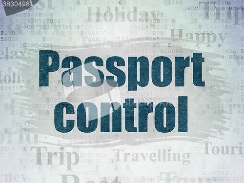 Image of Vacation concept: Passport Control on Digital Paper background