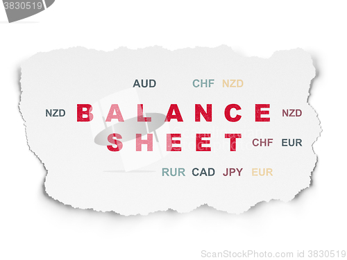 Image of Banking concept: Balance Sheet on Torn Paper background